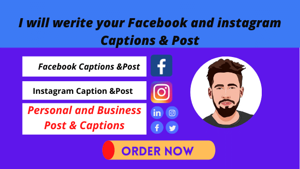 I will write you facebook and instagram caption and post