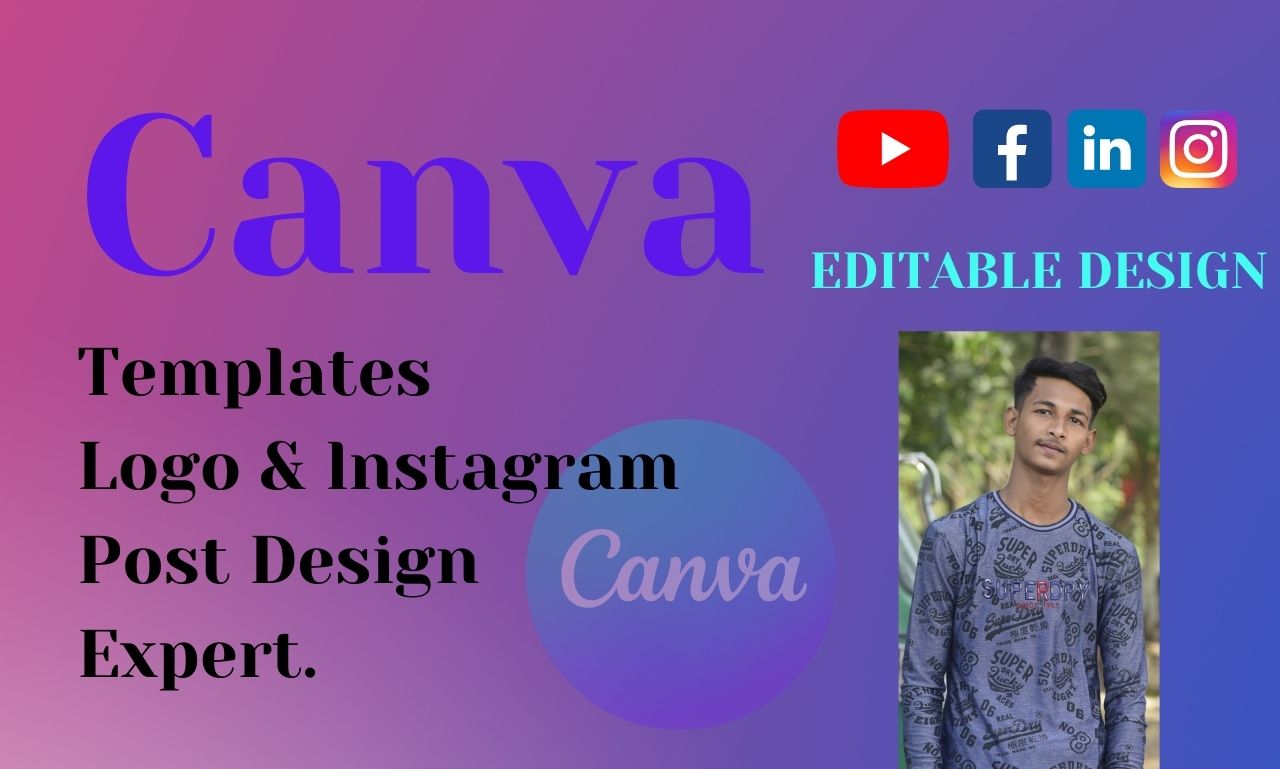 I will design templates  logo  instagram post and any social media post  on canva
